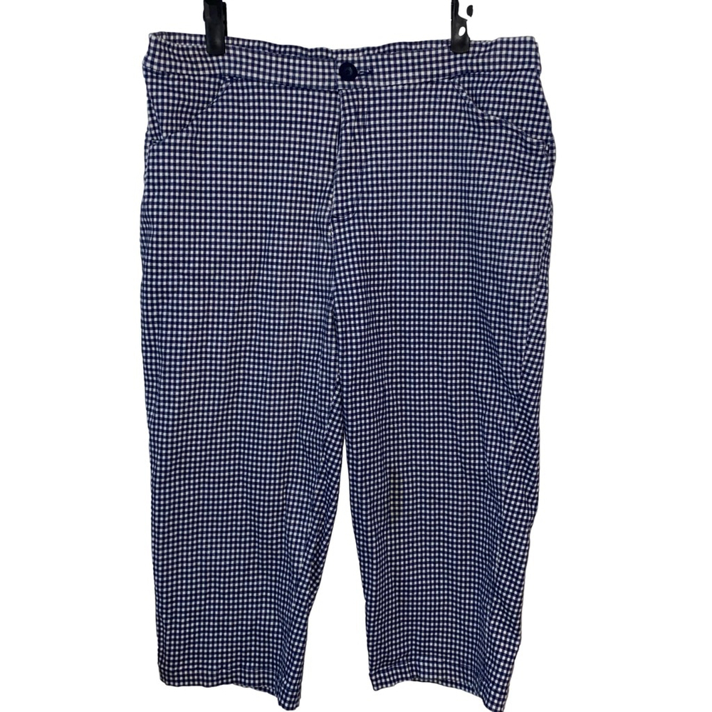 Women's American Sweetheart Capri Pants Size 14 Blue Gingham